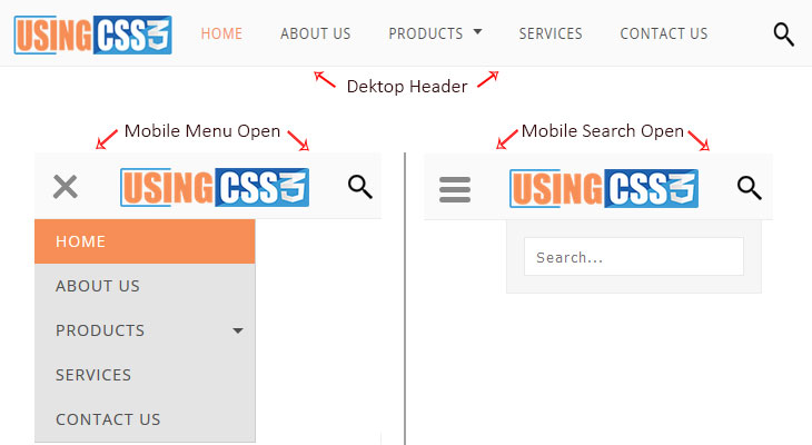 Attractive fully responsive menu using css3